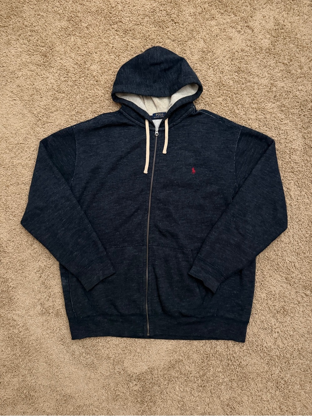 Polo Ralph Lauren Full Zip Hoodie Mens XXLT Navy Blue Sweatshirt Heavyweight